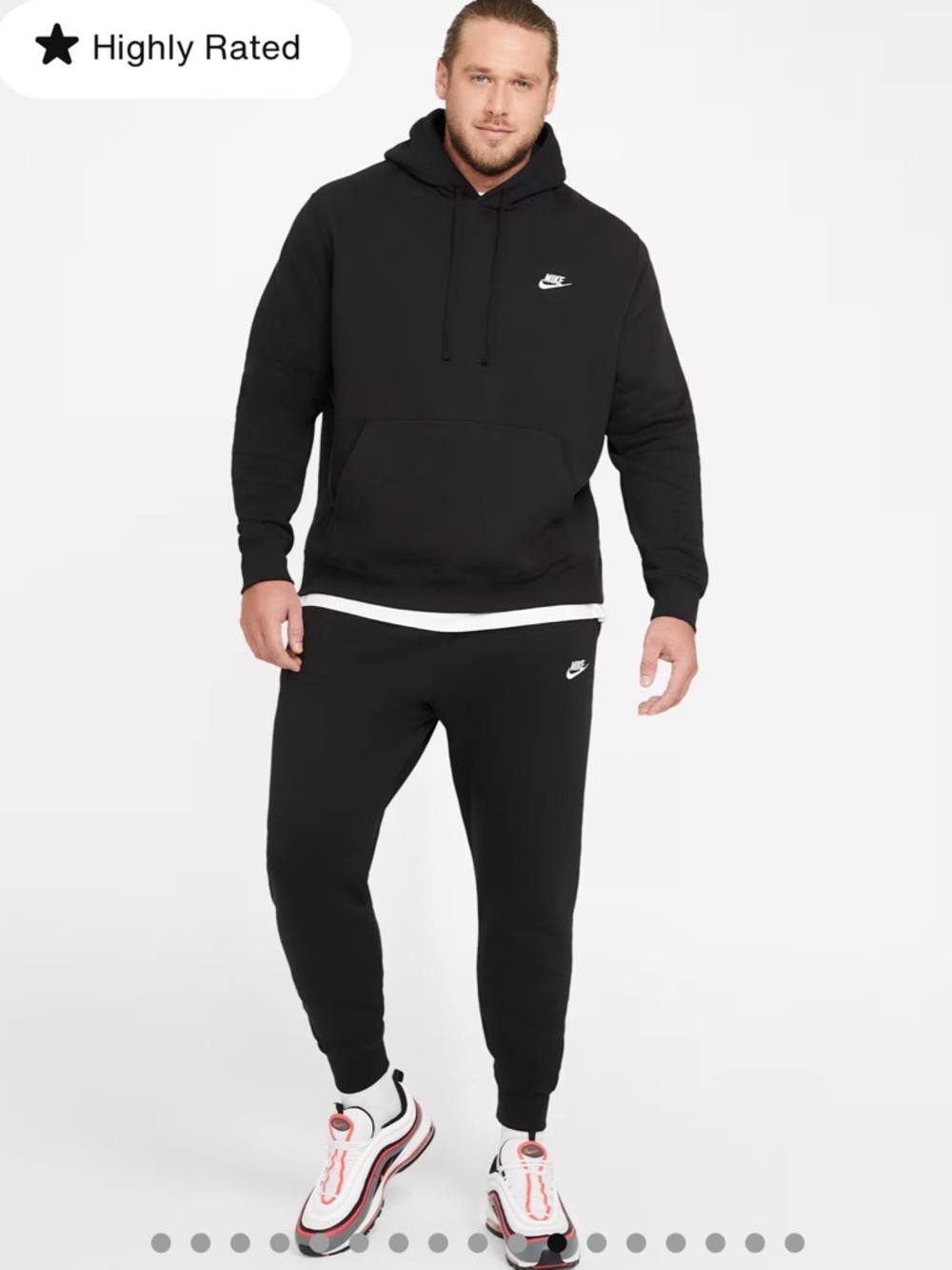 NWT Nike Black Pullover Hoodie L Fleece Sweatshirt Swoosh Logo Men’s Large
